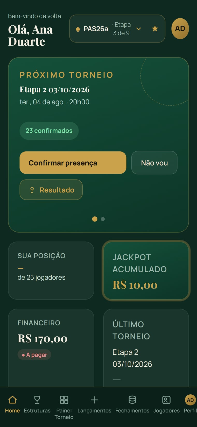 Home do PokerHub no celular